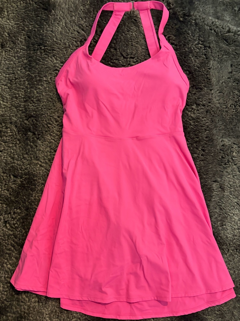 Women's Hot Pink Halter Fit-and-Flare Dress
